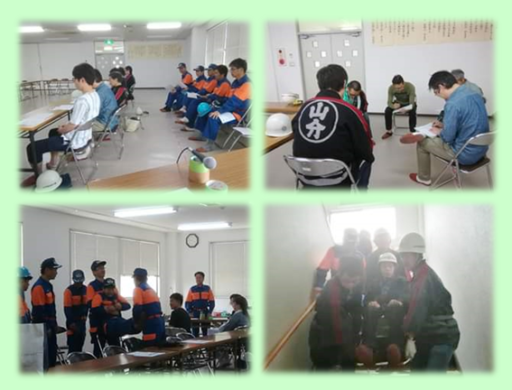 山分町自主防災隊の消火訓練